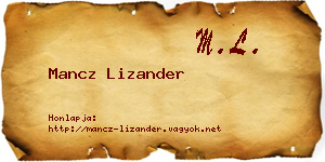 Mancz Lizander névjegykártya
